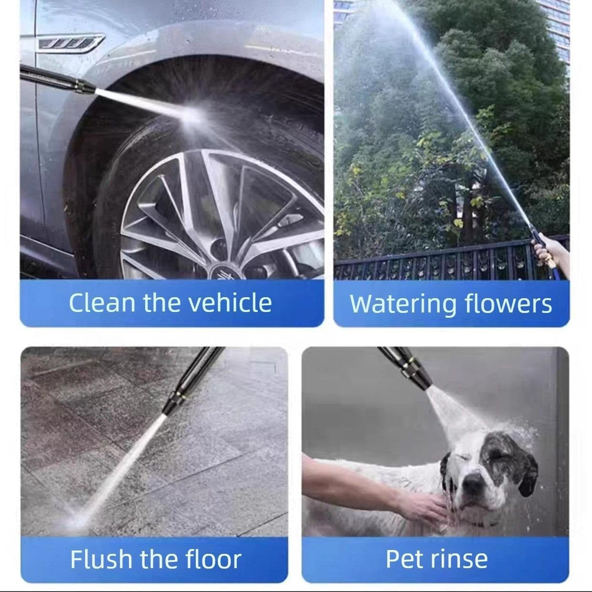High-Pressure Hose Spray Gun with Brush Attachment