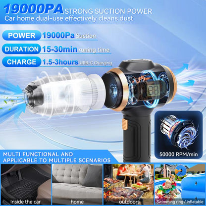 Skglm™ Insanely Powerful Cordless Car Vacuum — 19000Pa, 6-in-1 Deep-Clean System