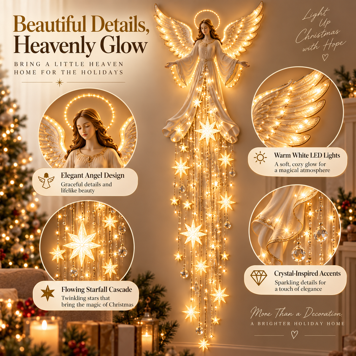 ✨Angel Blessing Starfall Wall Light – Heavenly Christmas Wall Decor