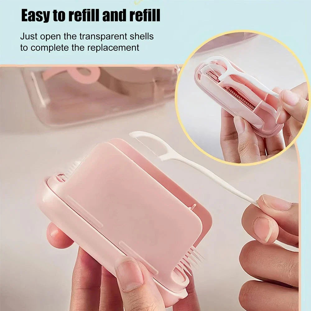 Automatic Pop-Up Dental Floss Dispenser Box Refillable Portable with Floss
