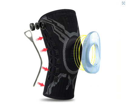 Knob-Adjustable Silicone Shock-Absorbing Knee Sleeve with Dual Spring Support