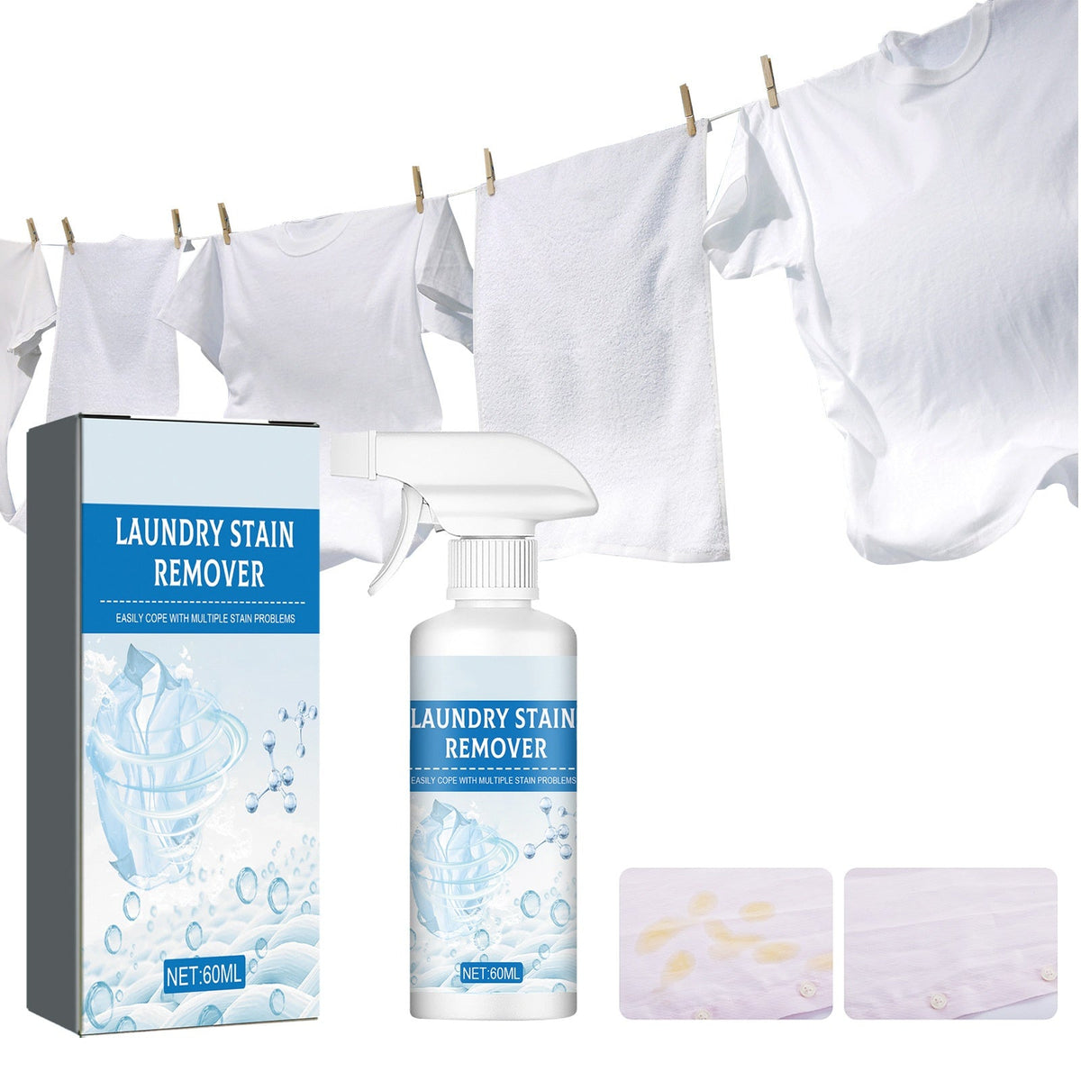 🏆 Last Day Special Price $34.99 ! 💐🔥Buy 1 Get 1 Free🔥Powerful Laundry Stain Remover Spray