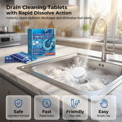 Fast Dissolve Drain Clog Remover Tablets Household Pipe Deodorant Cleaner