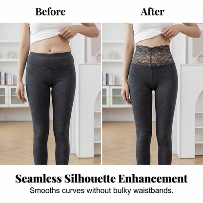 High-Waist Lace Panel Tummy Control Leggings