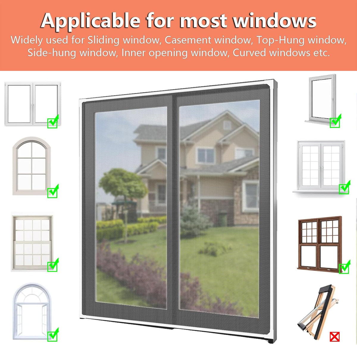 ✨ Magnetic Window Screen Adjustable DIY Window Net Screens Mesh