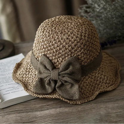 Elegant Woven Straw Sun Hat with Bow