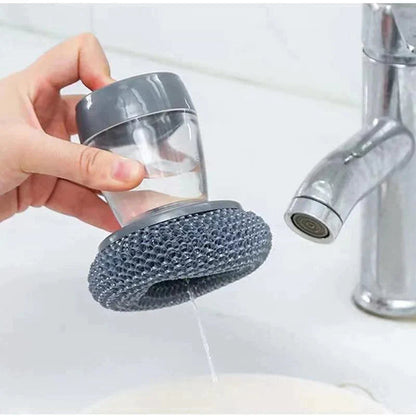 🧽 50% OFF NOW! 🍽️ Kitchen Soap Press Dispensing Palm Brush – Built-In Soap Dispenser, Ergonomic Grip & Perfect for Dishes & Pans 🧼