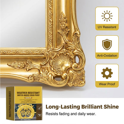 🥳2026 HOT SALE🥳💞50K+ SOLD!🏠✨ 50% OFF! Weather Resistant Gold Paint – Water‑based, brilliant shine. Safe for metal, wood & stone. Lasts rain or shine! 🖌️💛